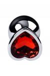 Анальная втулка Metal by TOYFA, металл, серебристая, с красным кристаллом, 7 см, O 2,7 см, 50 г
