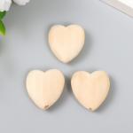 Бусины деревянные сердце 20х20 мм (набор 3 шт)