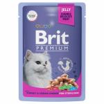 Brit Premium Пауч для взрослых стерилизованных кошек индейка с сыром в желе 85 г 5050192