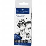 Набор капиллярных ручек Faber-Castell Pitt Artist Pens Mangaka set, ассорти, 6шт., 0,1/0,3/0,7/Brush, европодвес, 167124