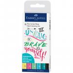 Набор капиллярных ручек Faber-Castell Pitt Artist Pens Lettering Pastel set ассорти, 6шт., 0,3мм/Brush, европодвес, 267116