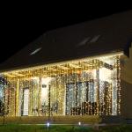 VEGAS   31V Электрогирлянда "Занавес" 200 теплых LED ламп, прозрачный провод, 20 нитей, 2*2 м, 8 режимов, с блоком питания /32/4