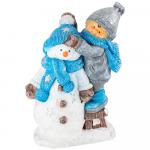 Lefard 169-653 фигурка декоративная "мальчик со снеговиком" 30*18*46см