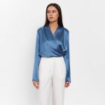 Блуза женская с драпировкой MIST: Classic Collection р. 46, цвет синий
