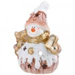 Lefard 169-202 фигурка декоративная "снеговик с конфетой" с подсветкой 16*22 см