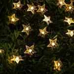 Гирлянда "Нить" 4.5 м с насадками "Звёзды", IP44, тёмная нить, 30 LED, свечение тёплое белое2 режима, солнечная батарея