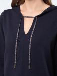 Вязаное худи из хлопка со шнуром с люрексом и золотистыми наконечниками