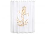 Занавеска (штора) Maritime для ванной комнаты тканевая 200х200 см., цвет белый золотой