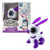 1TOY RoboPets игрушка интерактивная Кролик бел/фиол (mini) свет, звук, движение, коробка 12,5x8x12,5