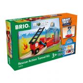 Brio Smart Tech Sound игровой набор с спасательным тоннелем и пожарной машиной, звук, 4 эл., 25х6х15 см.