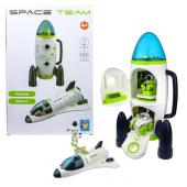 1TOY SPACE TEAM 3 в 1 Ко смический набор (ракета, квадроцикл, шаттл, 3 ко смонавта, свет, свук) коробка