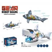 Прозрачная акула с шестеренками Gear Robot Shark 31см (свет и звук движение) 2 вида в ассорти. [це