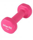 Гантель виниловая STARFIT DB-101 1 кг, розовый.