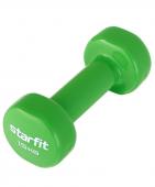 Гантель виниловая STARFIT DB-101 1,5 кг, зеленый.