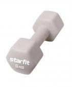 Гантель неопреновая STARFIT DB-201 5 кг, тепло-серый пастель.