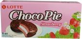 LOTTE Choco Pie strawberry печенье с клубникой, 168 г