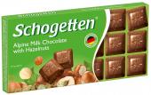 Schogetten Alpen Milk With Hazelnut альпийский молочный шоколад с фундуком, 100 г