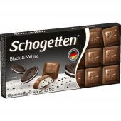 Schogetten Black & White молочный с начинкой "ванильный крем" с кусочками печенья какао, 100 г