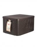 Корзина RATTAN STYLE BOX L 30л+крышка тёмно-коричневая