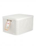 Корзина RATTAN STYLE BOX L 30л+крышка кремовая