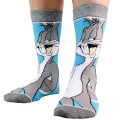 Носки Луни Тюнз шоу "Bugs Bunny — рехнувшийся кролик", р-р 38-44 (серый, голубой)