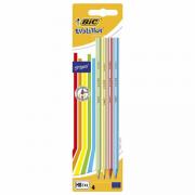 Карандаши чернографитные BIC Evolution "Stripes", НАБОР 4 шт., HB, пластиковые, блистер, 918485