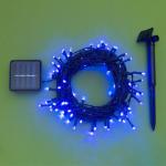 Гирлянда "Нить" 10 м, тёмная нить, 100 LED, свечение синее, 2 режима, солнечная батарея
