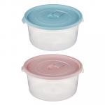 Контейнер круглый для СВЧ с крышкой, пластик, 1,6л, D-19см, H-9,5см, 2 цвета