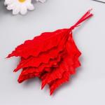 Декор для творчества "Листья красные с блеском" набор 10 шт  9х4,5 см