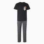 Комплект домашний мужской (футболка/брюки) «Дружная семейка», цвет антрацит, размер 52