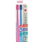 Зубная щетка "MEDIC", жесткость средняя, биоразлагаемая, цвет голубой/розовый, 2шт