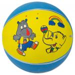 Мяч детский, баскетбольный д17см, с иголкой и сеткой, цвета микс, резина (Китай)
