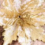 Декор "Зимний цветок" кракле, 26х19 см, бело-золотой