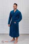 Мужской велюровый халат с шалькой темно-бирюзовый ВМ-03 (8)