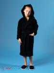 Детский махровый халат с капюшоном черный МЗ-04 (100)