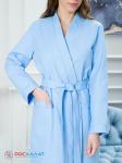 Женский вафельный халат с планкой голубой В-02 (2)