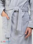 Мужской махровый халат с капюшоном серебристый МЗ-05 (53)