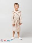 Детский вафельный халат с капюшоном бежевый В-07 (31)
