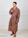 Мужской махровый халат с шалькой коричневый МЗ-03 (118)