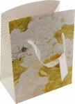 Пакет-коробка 22,5х13,5х20 Бело-золот.цветы 90077