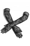 Перчатки вечерние черные ажурные эластичные длинные женские перчатки "Из Неаполя с любовью" LE CABA