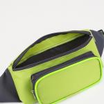 Поясная сумка на молнии, наружный карман, цвет зелёный/серый