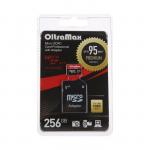 Карта памяти OltraMax microSD, 256 Гб, SDXC, UHS-1, класс 10, с адаптером SD