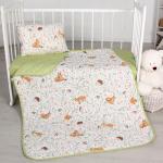 Одеяло-покрывало детское  BabyRelax  110х140, леб.пух 100 гр., бязь,  Лесные зверюшки