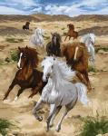 Галоп лошадей по пустыне
