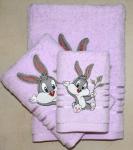 Махровое полотенце Кролик Банни- ЛАВАНДА 35*75 см,  хлопок 100%