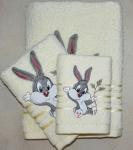 Махровое полотенце Кролик Банни- МОЛОЧНЫЙ 35*75 см,  хлопок 100%