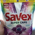 Концентрирующие средство для стирки"SAVEX", цветного белья в капсулах Color, 15шт.
