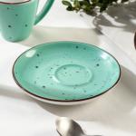 Блюдце фарфоровое кофейное DOTS menta, d=11,5 см, цвет бирюзовый