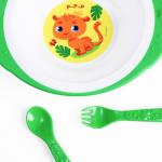 Набор детской посуды «Леопард», тарелка на присоске 250мл, вилка, ложка